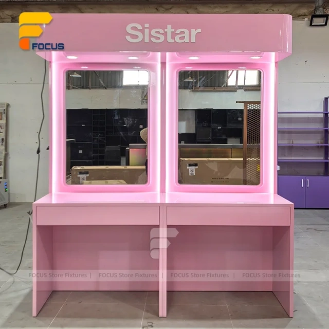 Custom Pink Arch Vanity Display Stand