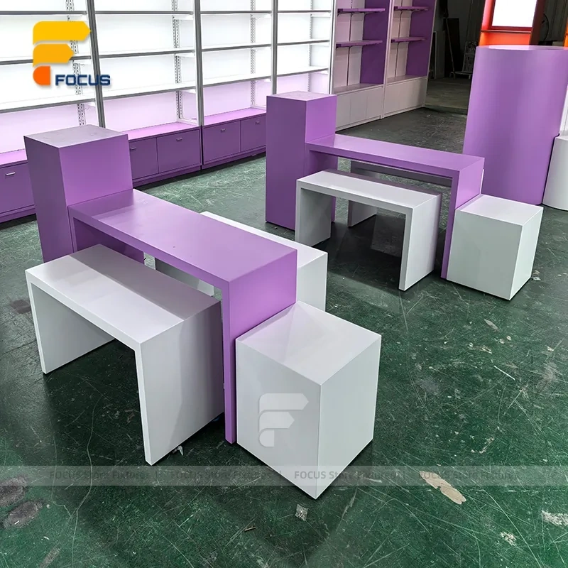 Custom Purple Cosmetic Display Stand Set
