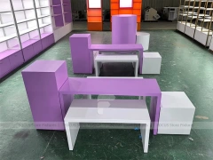 Custom Purple Cosmetic Display Stand Set