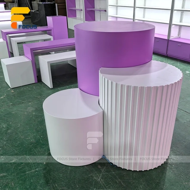 Custom Purple Cosmetic Display Stand Set