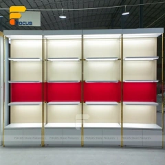 Custom Red and White Backlit Wall Display Rack