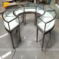 Custom Round Black Frame Glass Showcase Counter