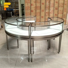 Custom Round Black Frame Glass Showcase Counter