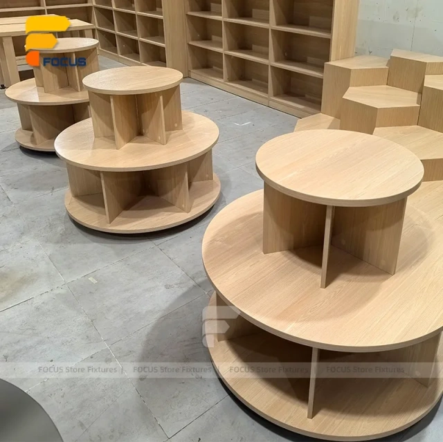 Custom Round Wood Spool Display Stand