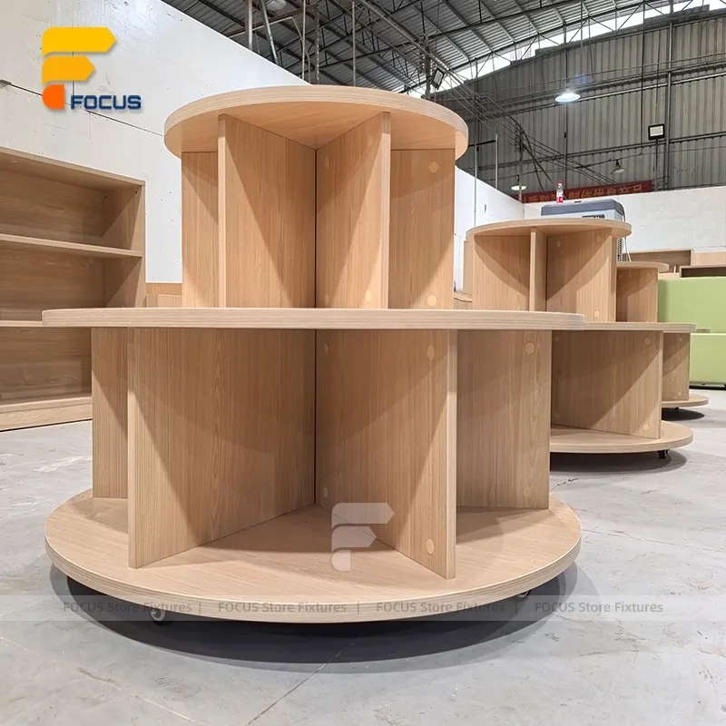Custom Round Wood Spool Display Stand