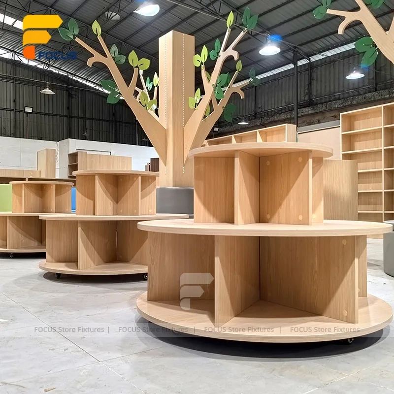 Custom Round Wood Spool Display Stand