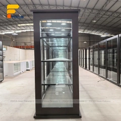 Custom Slim Tower Glass Display Cabinet with Black Frame