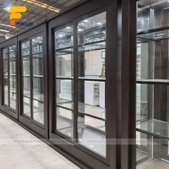Custom Slim Tower Glass Display Cabinet with Black Frame