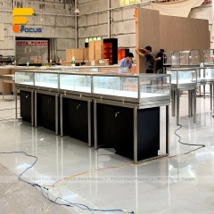 Custom Stainless Steel Glass Showcase Counter