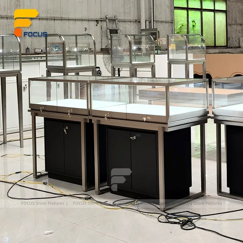 Custom Stainless Steel Glass Showcase Counter