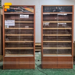 Custom Walnut Finish Wall Display Cabinet with Storage
