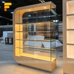 Custom Warm LED Arch Glass Display Cabinet Wall Unit