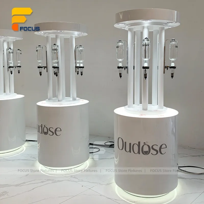 Custom White Branded Pedestal Display Stand