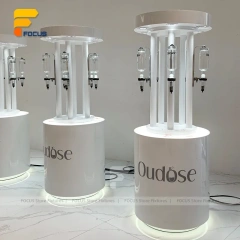 Custom White Branded Pedestal Display Stand