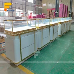 Custom White Corner Glass Showcase Counter