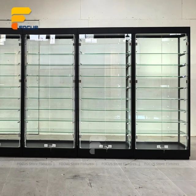 Custom White Corner Showcase Display Cabinet Wall Unit