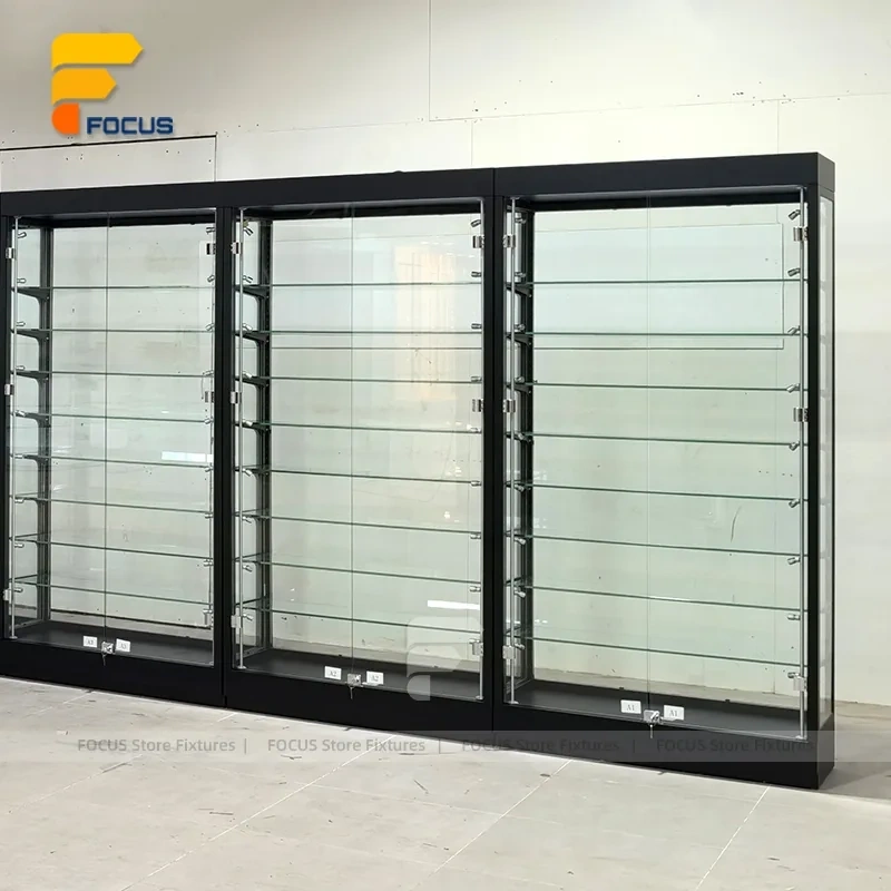 Custom White Corner Showcase Display Cabinet Wall Unit