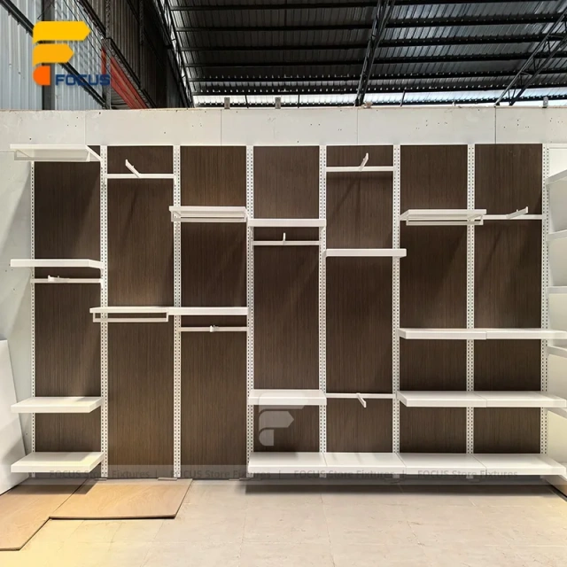 Custom White Curved Built In Display Rack