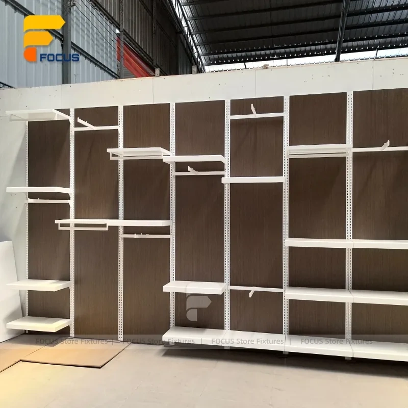 Custom White Curved Built In Display Rack