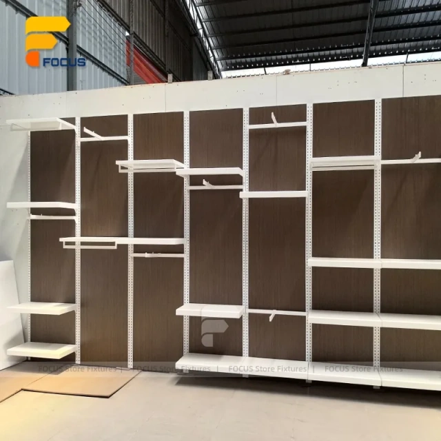 Custom White Curved Built In Display Rack