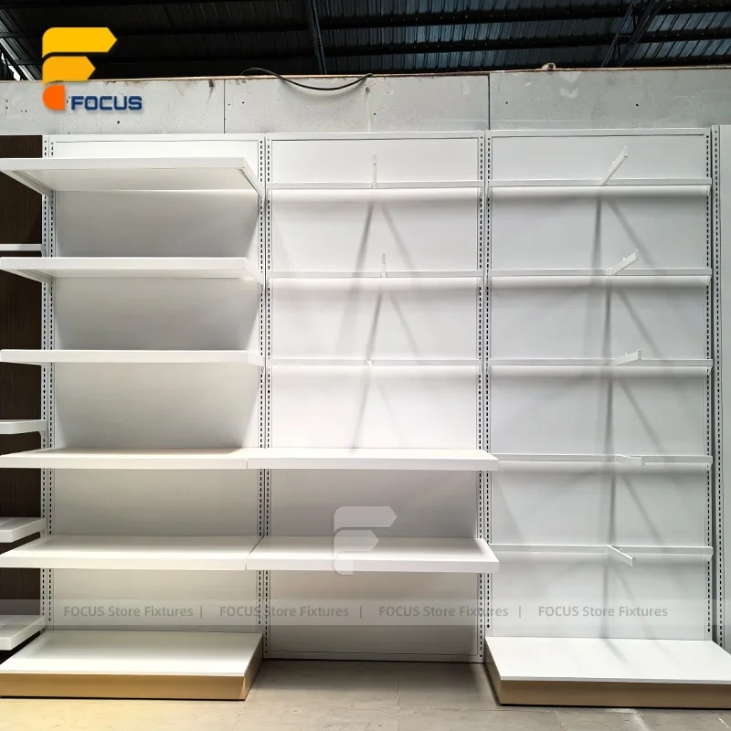 Custom White Curved Built In Display Rack