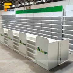 Custom White Curved Tiered Display Rack System