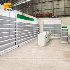 Custom White Curved Tiered Display Rack System