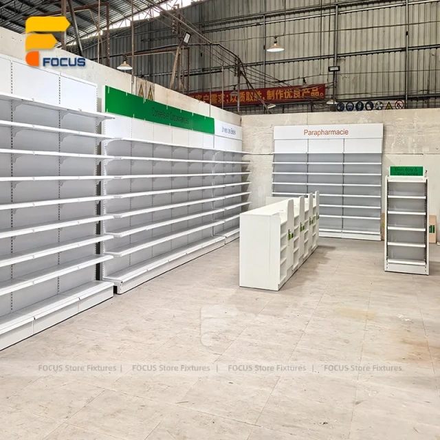 Custom White Curved Tiered Display Rack System