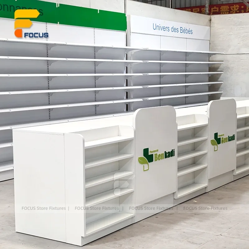 Custom White Curved Tiered Display Rack System