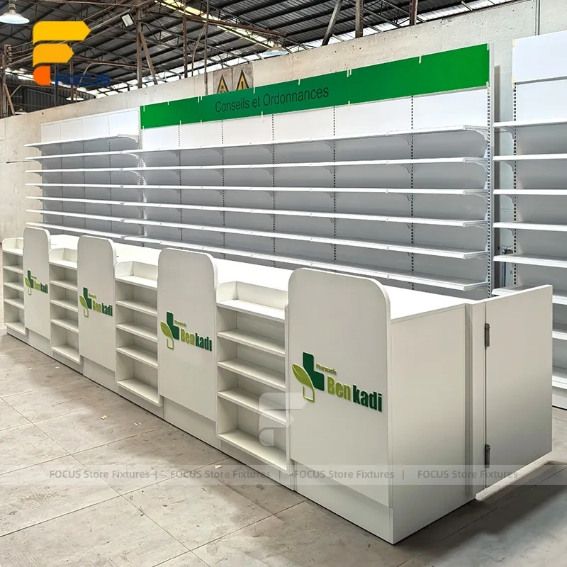 Custom White Curved Tiered Display Rack System