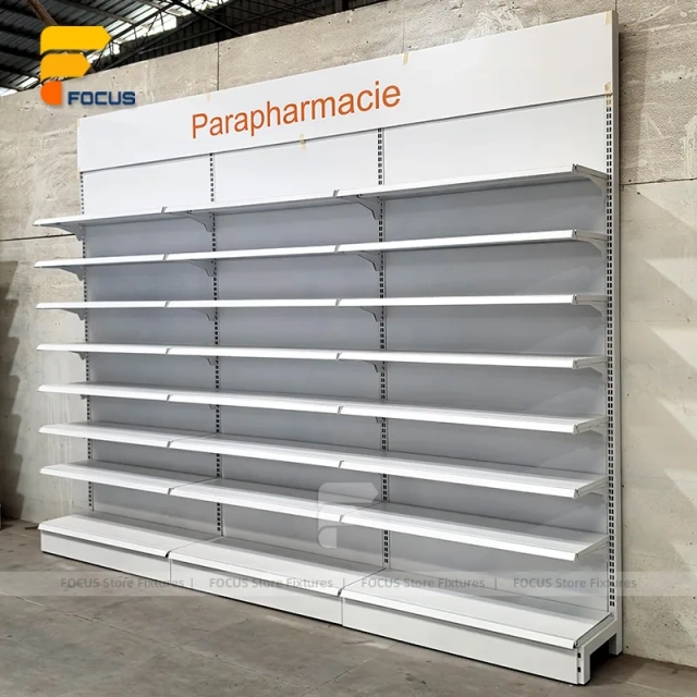 Custom White Curved Tiered Display Rack System