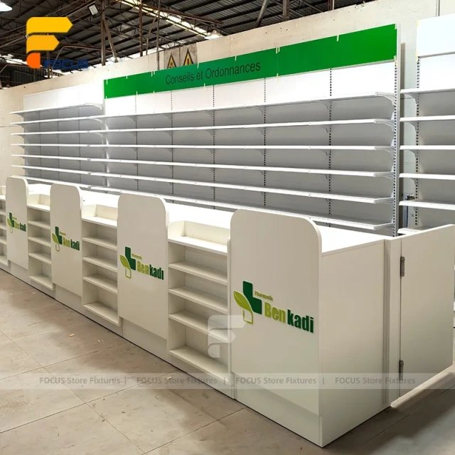 Custom White Curved Tiered Display Rack System