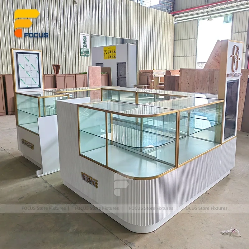 Custom White Jewelry Glass Showcase Counter