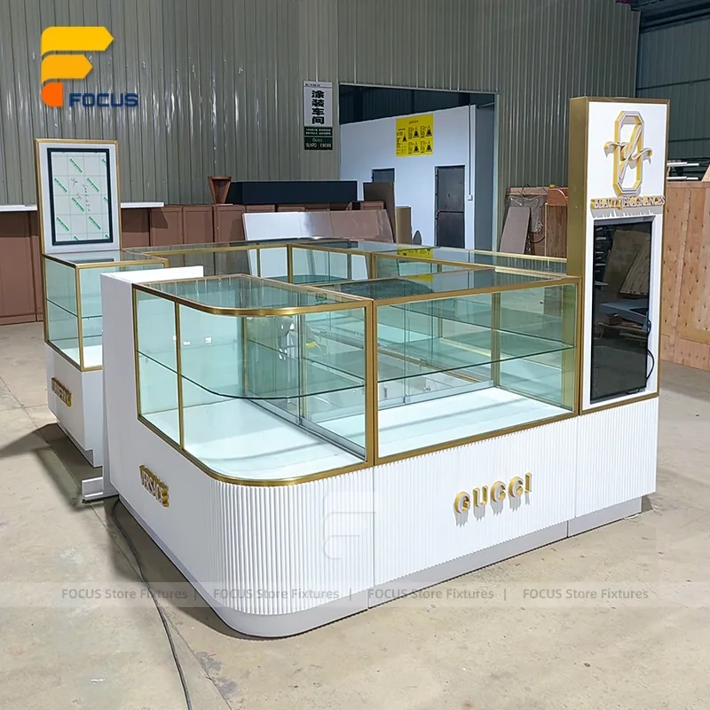 Custom White Jewelry Glass Showcase Counter