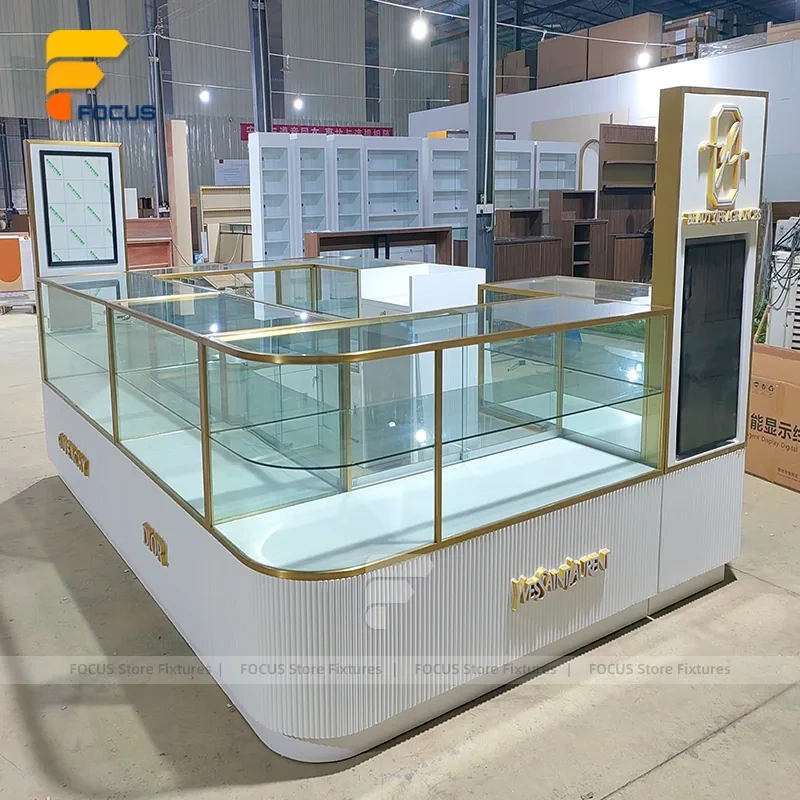 Custom White Jewelry Glass Showcase Counter