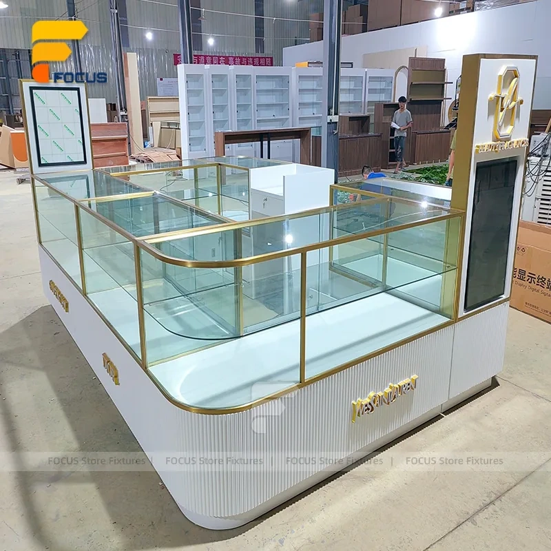 Custom White Jewelry Glass Showcase Counter