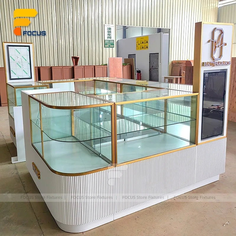 Custom White Jewelry Glass Showcase Counter