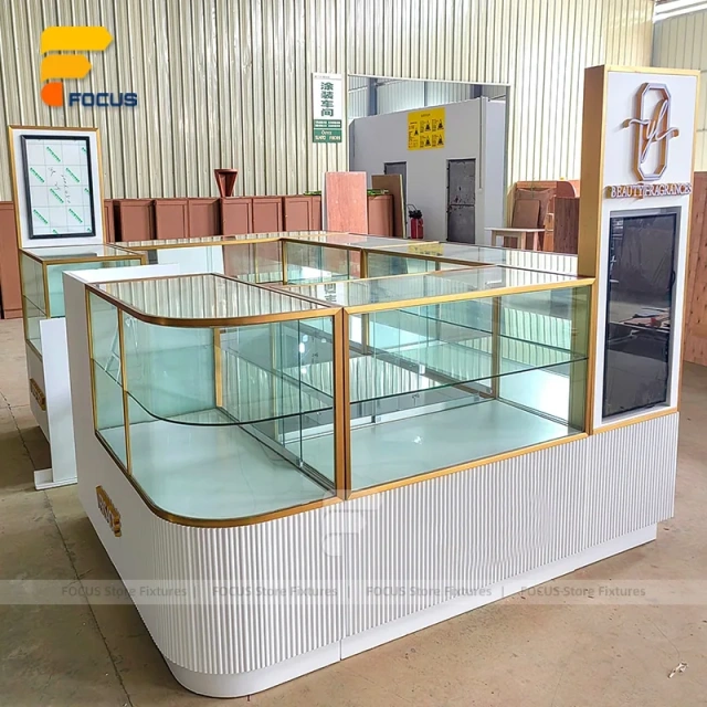 Custom White Jewelry Glass Showcase Counter