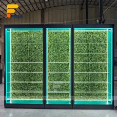 Custom White Kiosk Glass Display Cabinet with Green Lighting