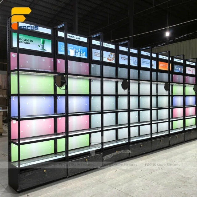 Custom White LED Niche Display Rack