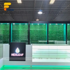 Custom White Reception Counter with Glass Display Cabinet