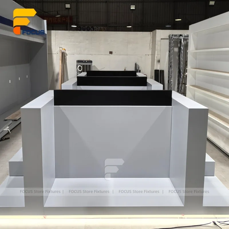 Custom White Reception Display Counter Stand