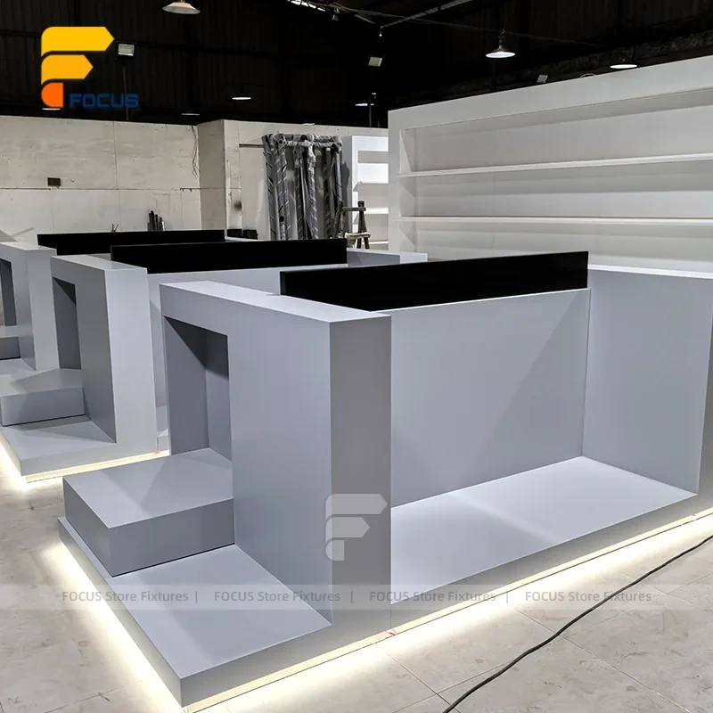 Custom White Reception Display Counter Stand
