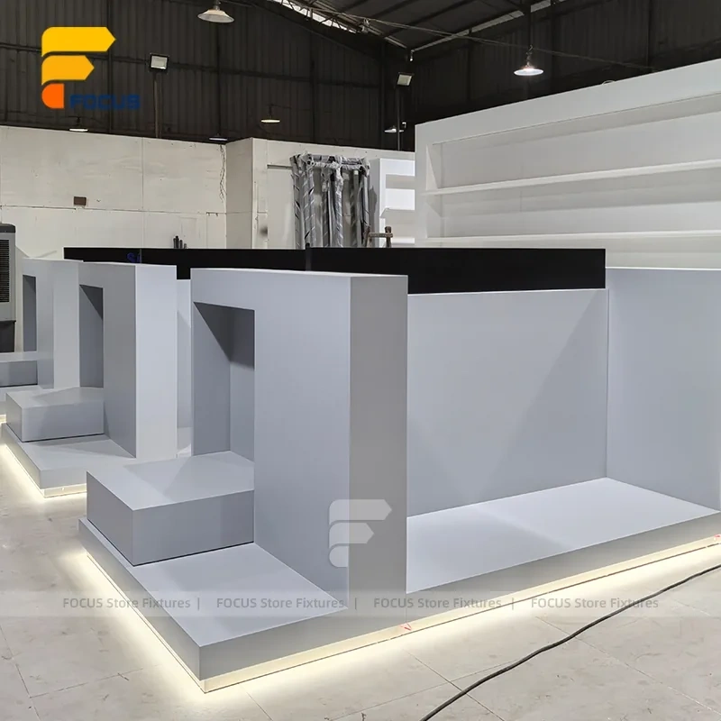 Custom White Reception Display Counter Stand