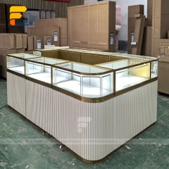 Custom White Ribbed Base Glass Showcase Counter