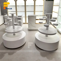 Custom White Round Pedestal Display Stand Set
