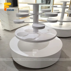 Custom White Round Pedestal Display Stand Set