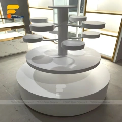 Custom White Round Pedestal Display Stand Set