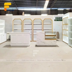 Custom White Round Pedestal Display Stand Set