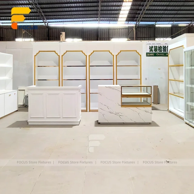 Custom White Round Pedestal Display Stand Set